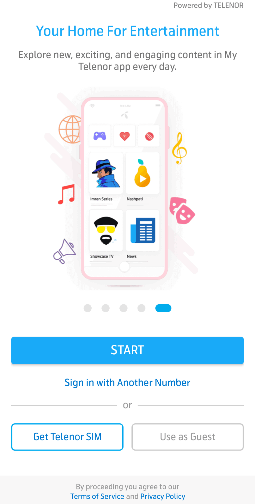 login with mobile number or as a guest