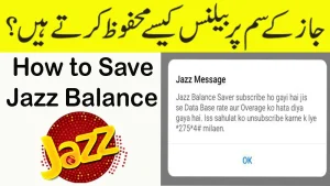 Jazz Balance Save Code image of a meaasage showing balance save in activated and on left side there is a jazz logo