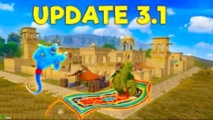 image of pubg character flying on aladdin carpet in new theme mode in pubg mobile shoing pubg mobile 3.1 update features