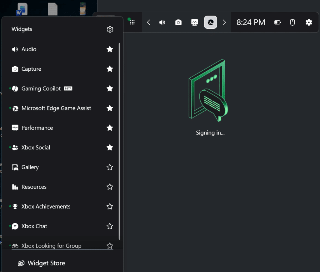 image showing game bar of Windows