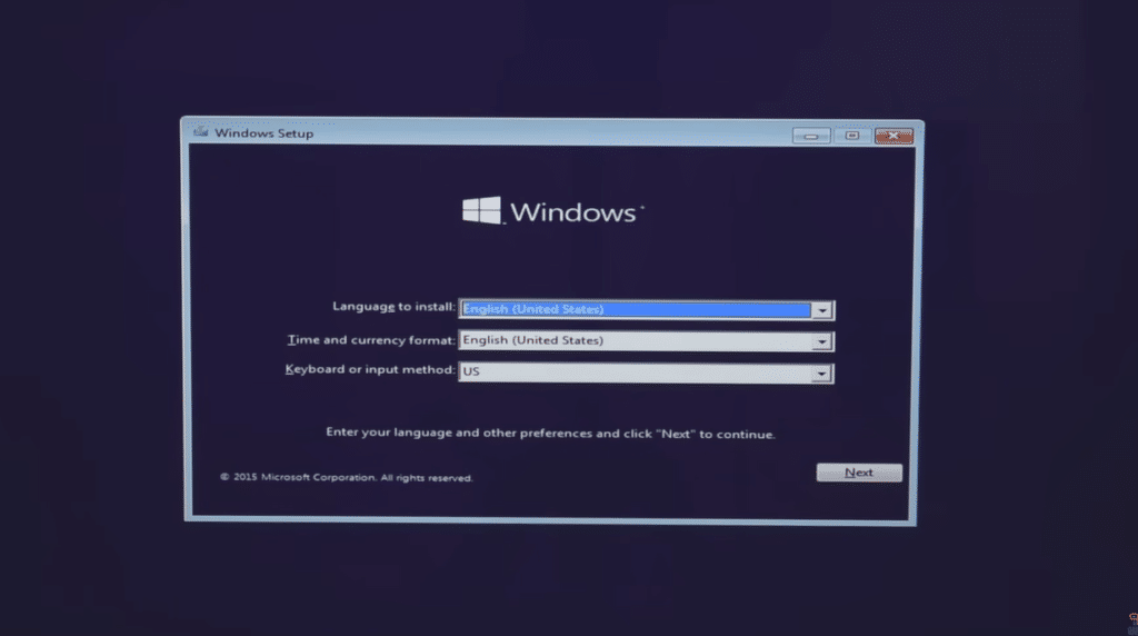 selecting language and time format