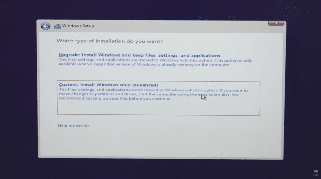 selecting local hard drive to install windows 10