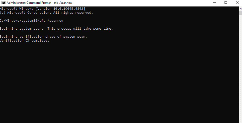 system scan is running through cmd