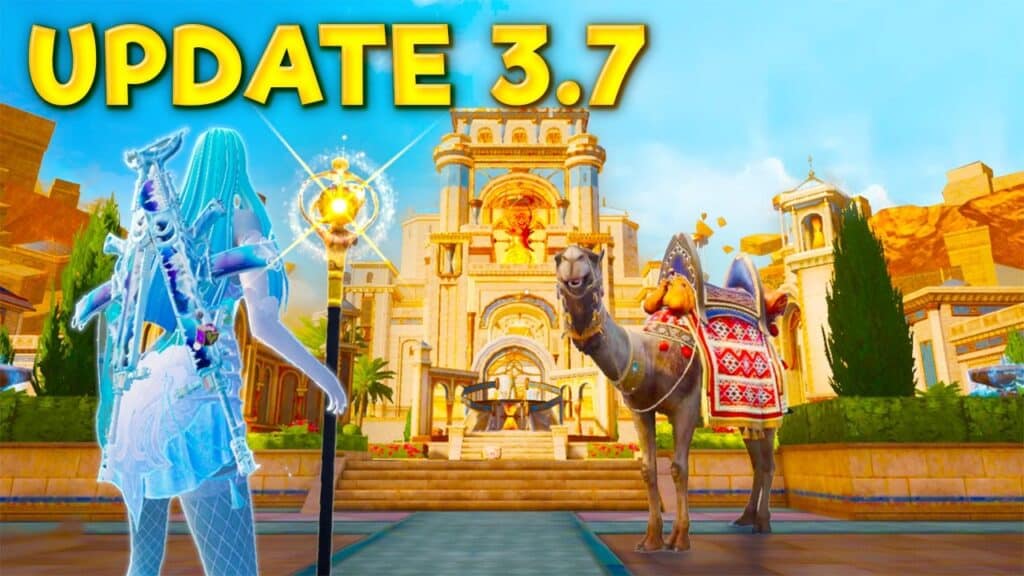 a pubg player standing in front of a camel in 3.7 update