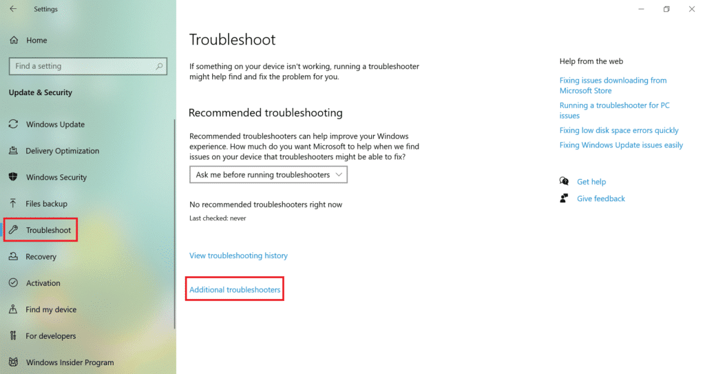 Additional Troubleshooter settings in Windows 10/11