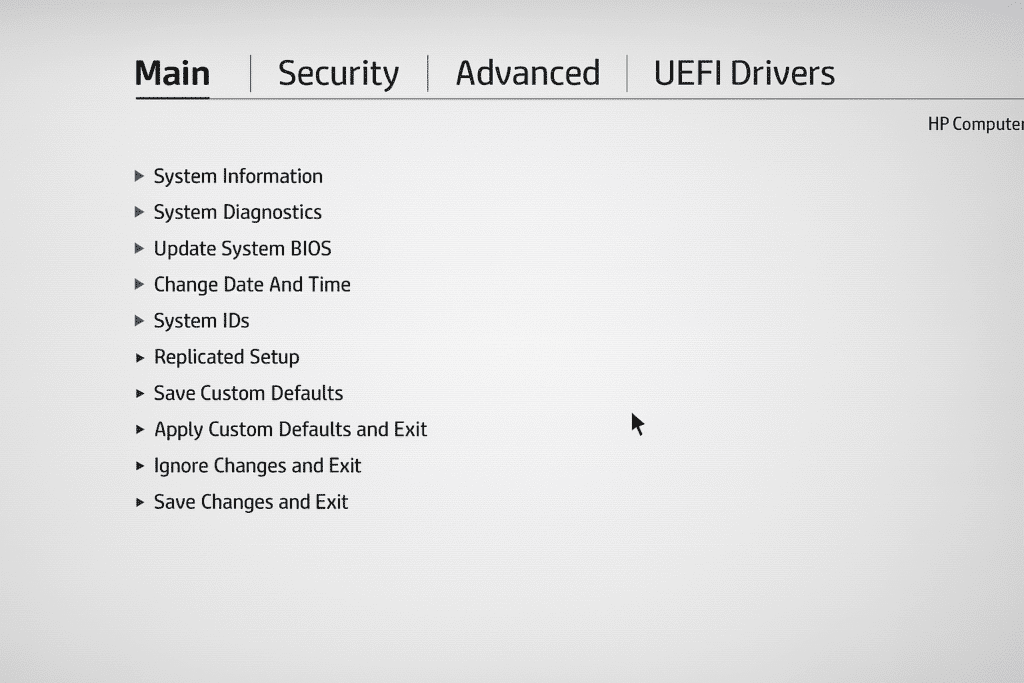 restore default settings in Windows BIOS