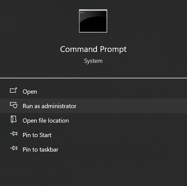 run cmd as administrator