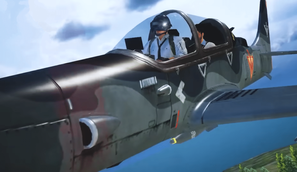 PUBG character is flying Fighter Aircraft