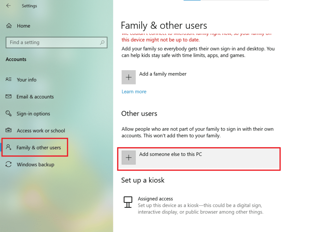 creating another user account