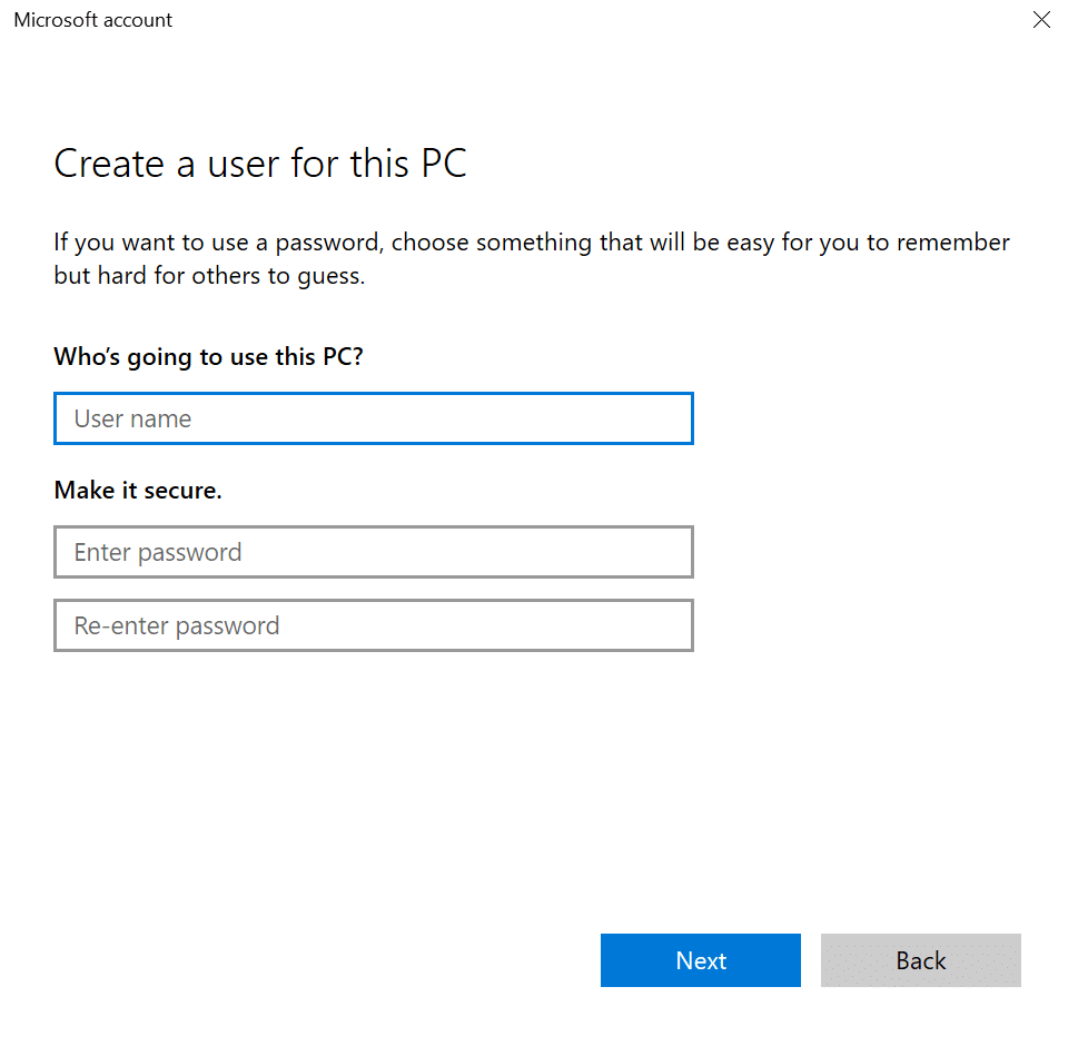 enter username and password