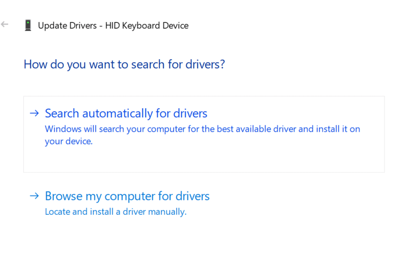 search automatically for drivers features in keyboard drivers