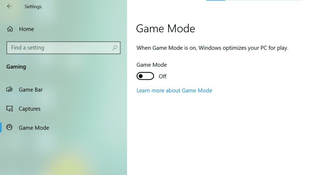 disable game mode in Wndows 10 and 11