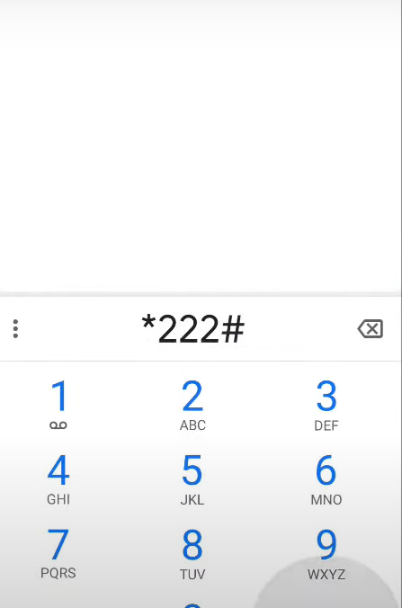 image showing phone dialpad dialing *222#