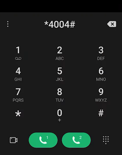 screenshot showing a code dialling on the phone