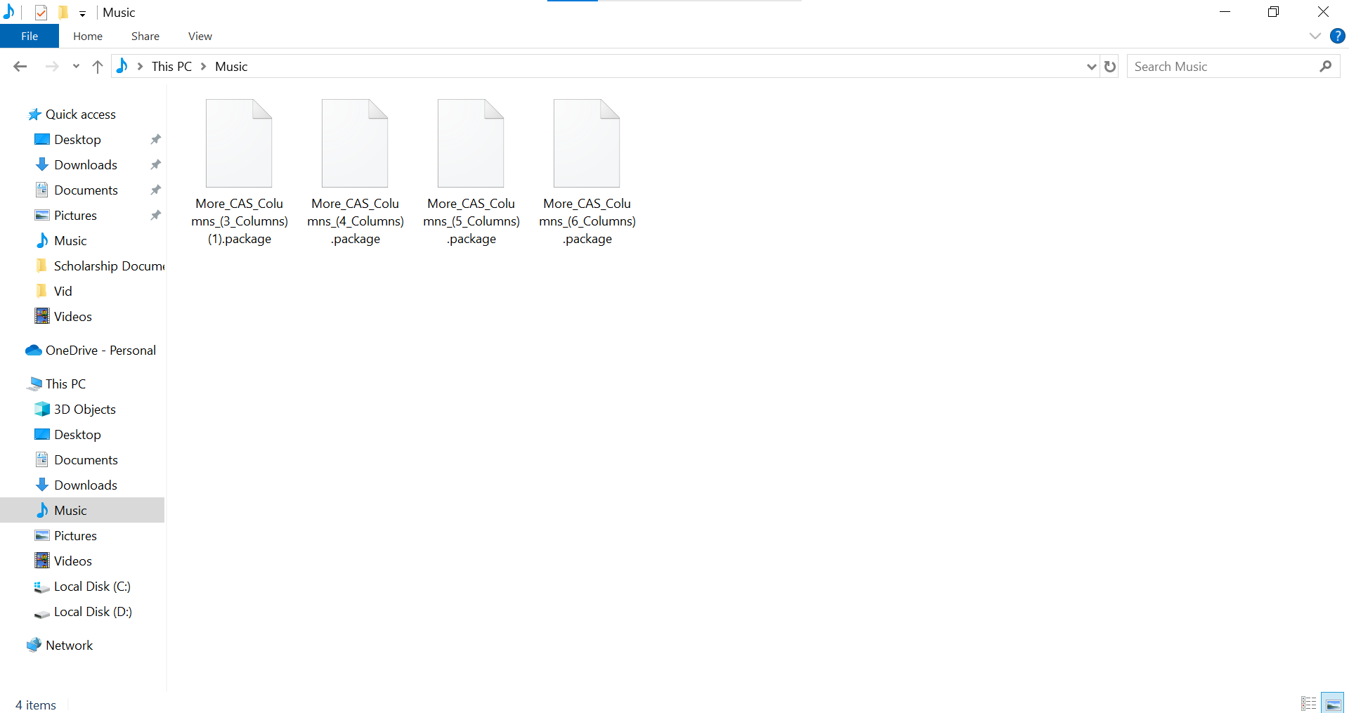 Image showing downloaded CAS Columns files