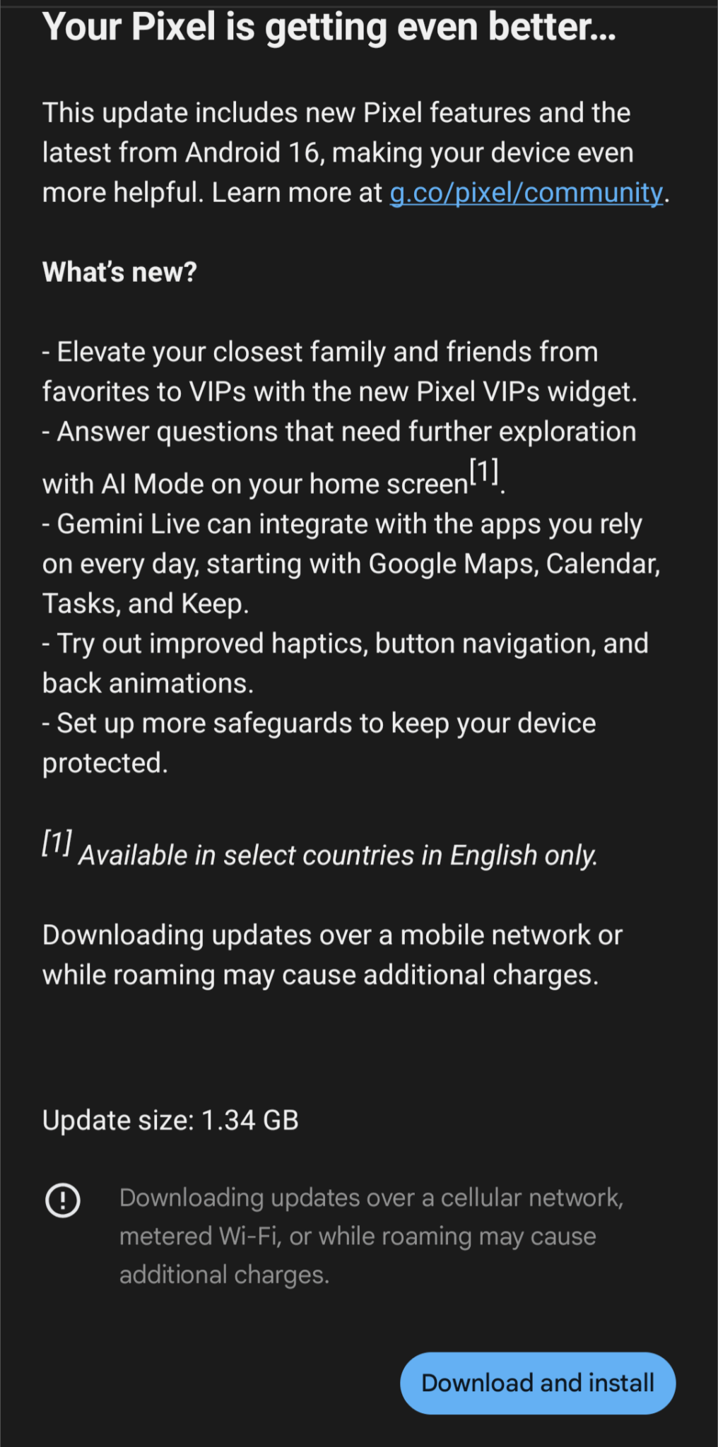 "Update is Available" showing on Google Pixel