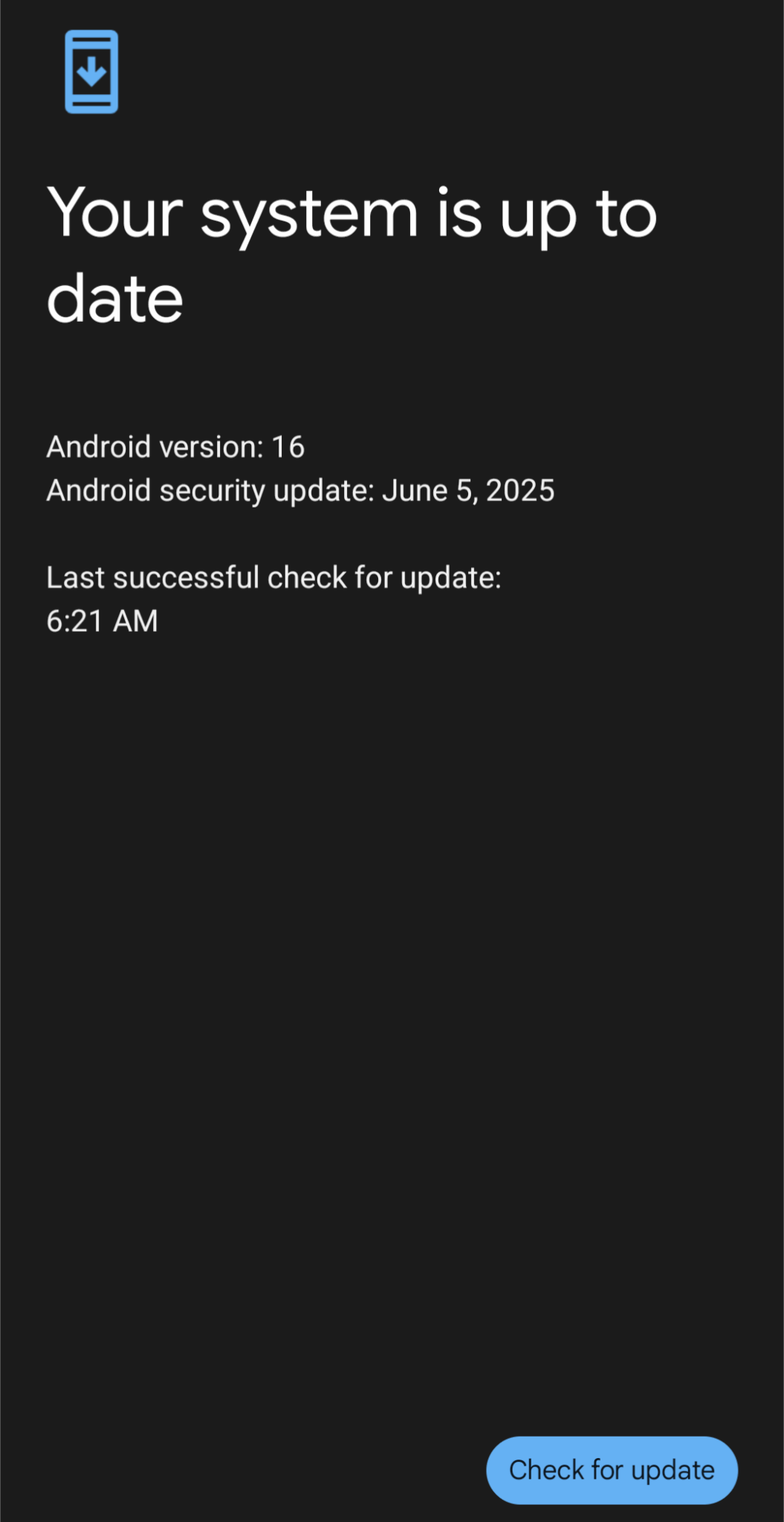 Image showing Your system is up to date