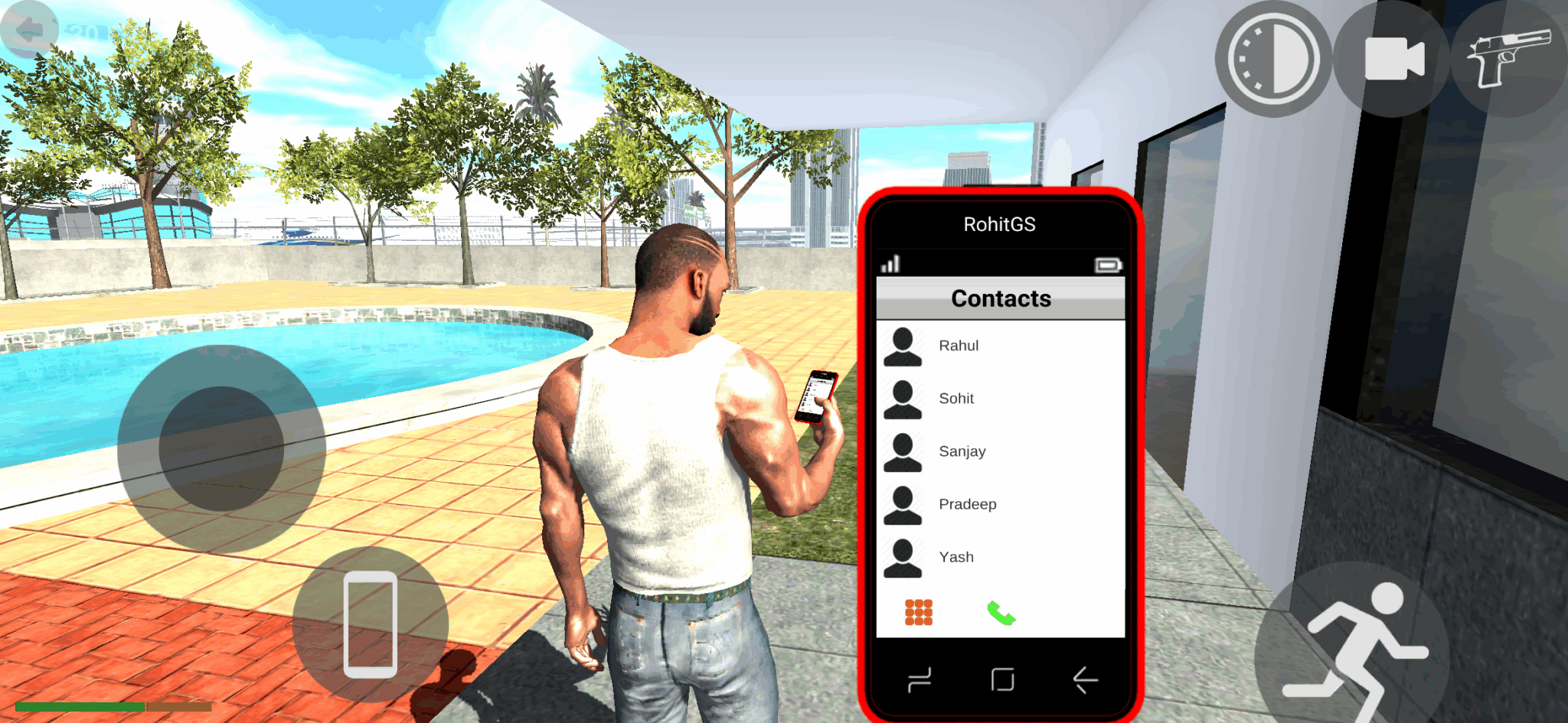 Contacts list in Indian bike driving 3d game