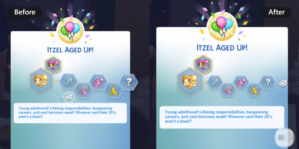 Image showing before and after installting the new version of More traits mod
