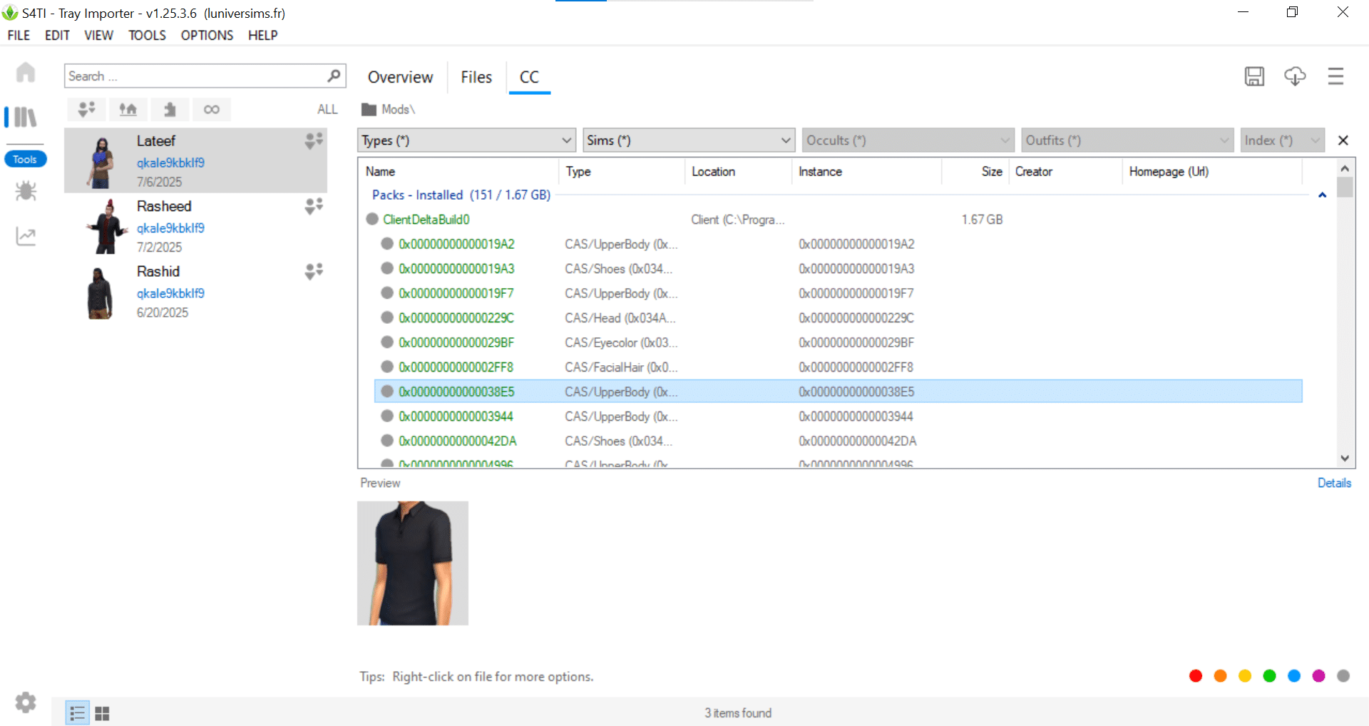 Viewing custom content in Tray Importer