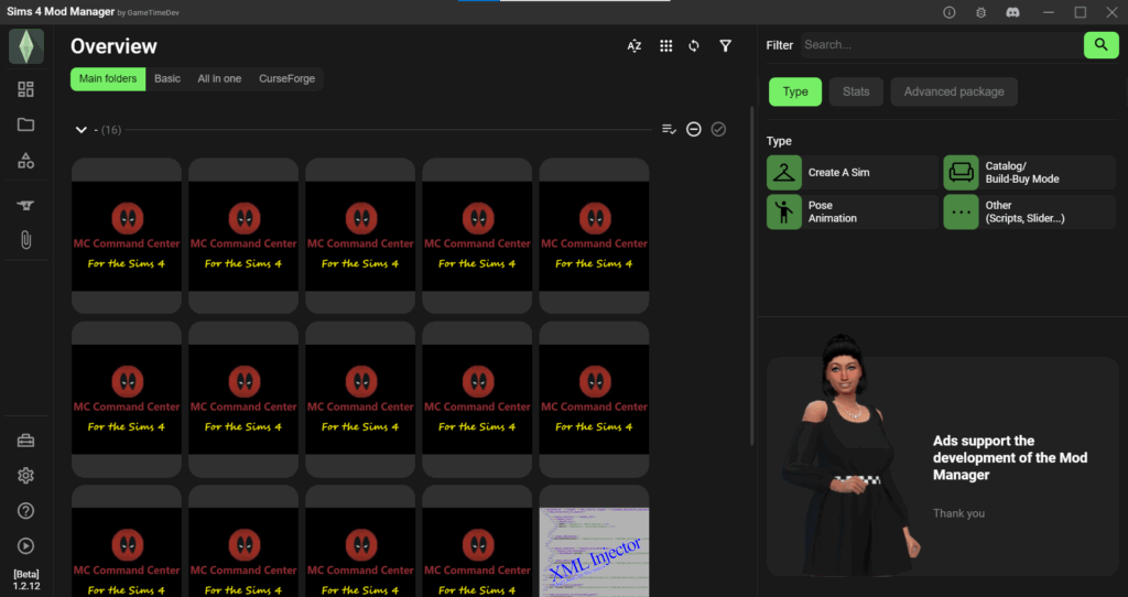Image showing the Overview tab of the Mods Manager
