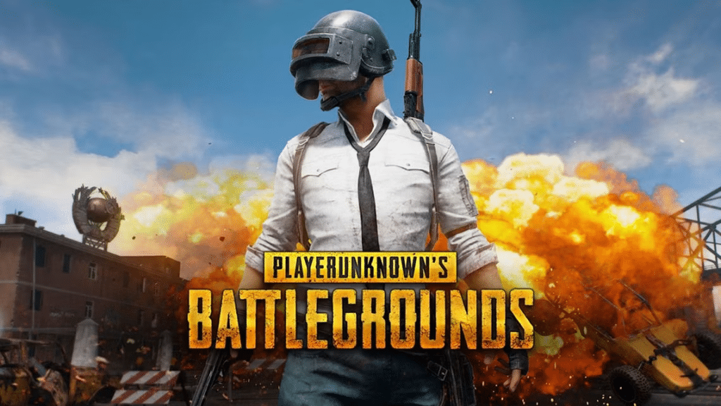 A PUBG character with logo in center