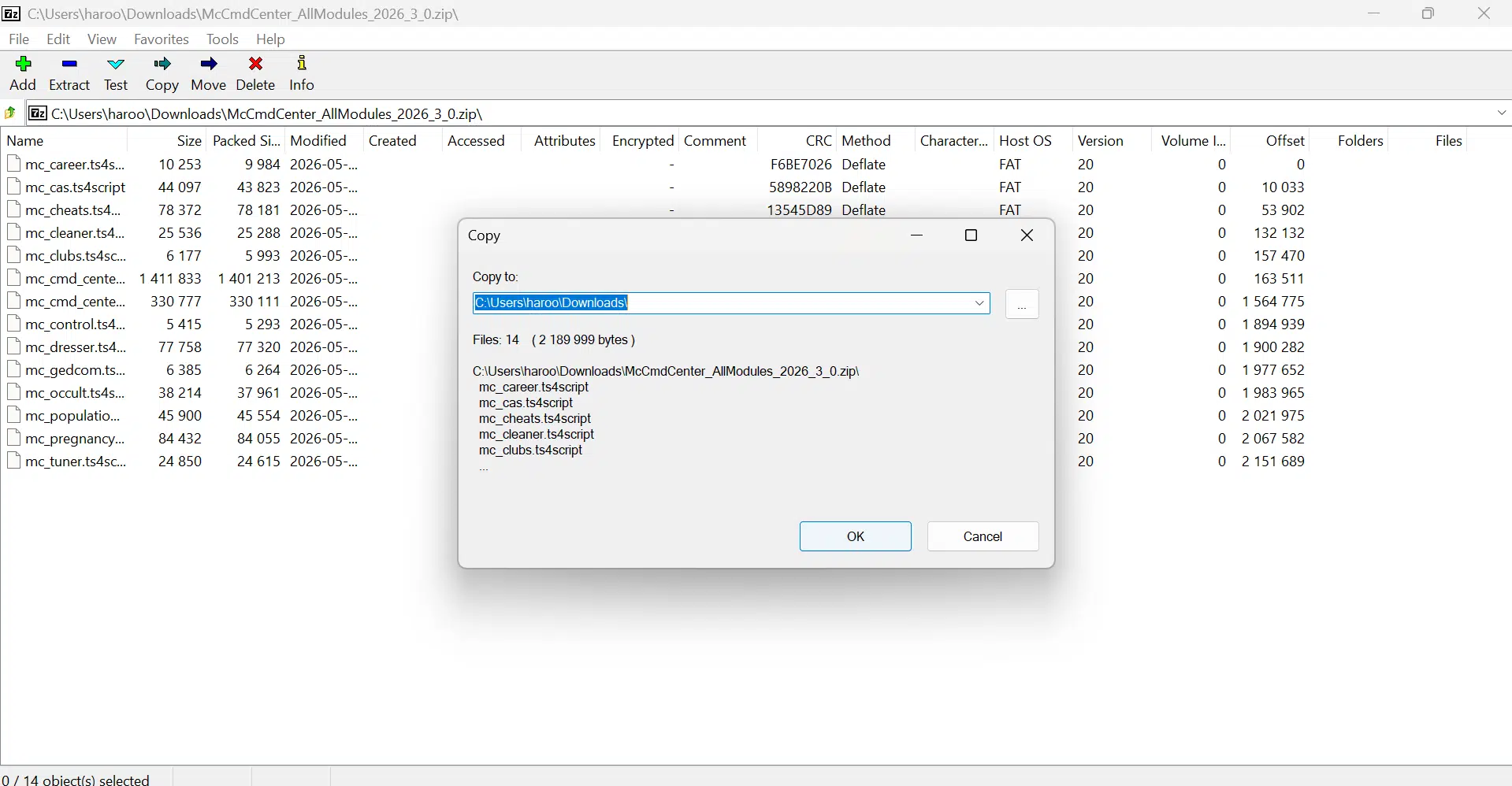 extracting the MC Command center files