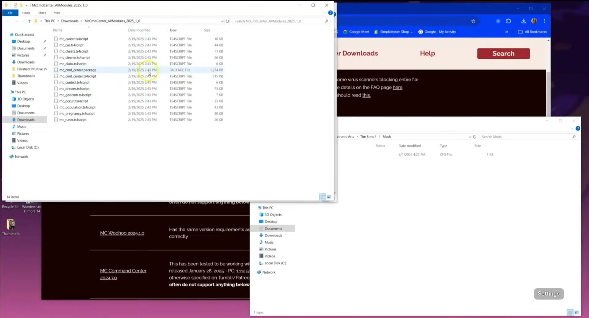 Moving the extracted MCCC files to the mods folder