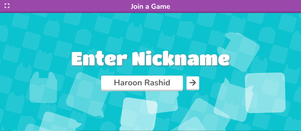 Enter your Nickname to continue