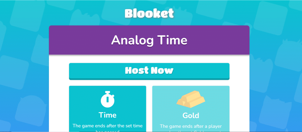 Main dashboard to host blooket game