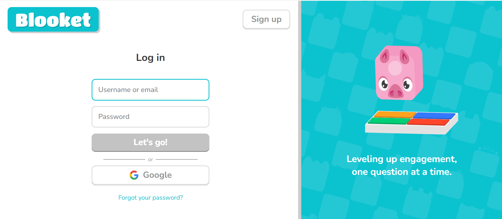 the signup page displaying continue with google button