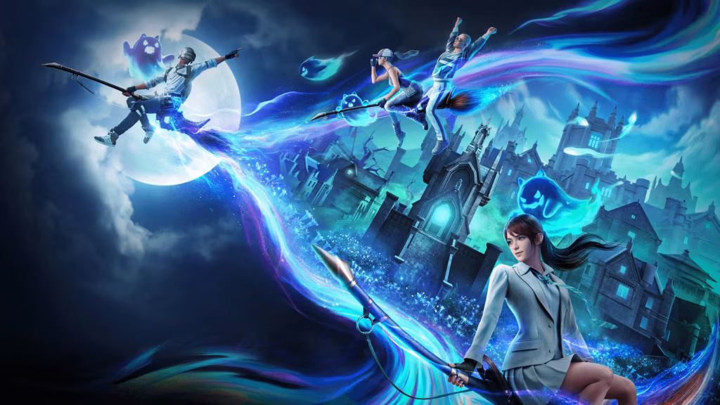 Image showing a PUBG character is using magic broom in 4.0 update