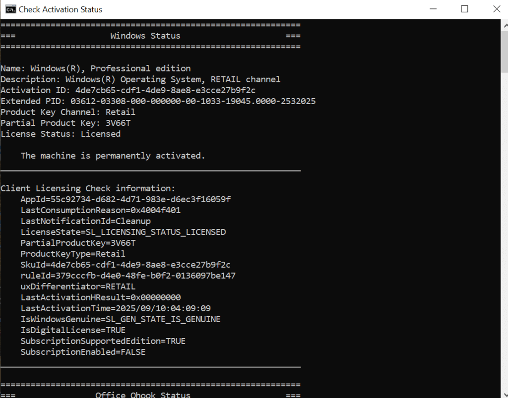 checking activation status