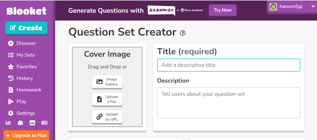 write title, select cover image here