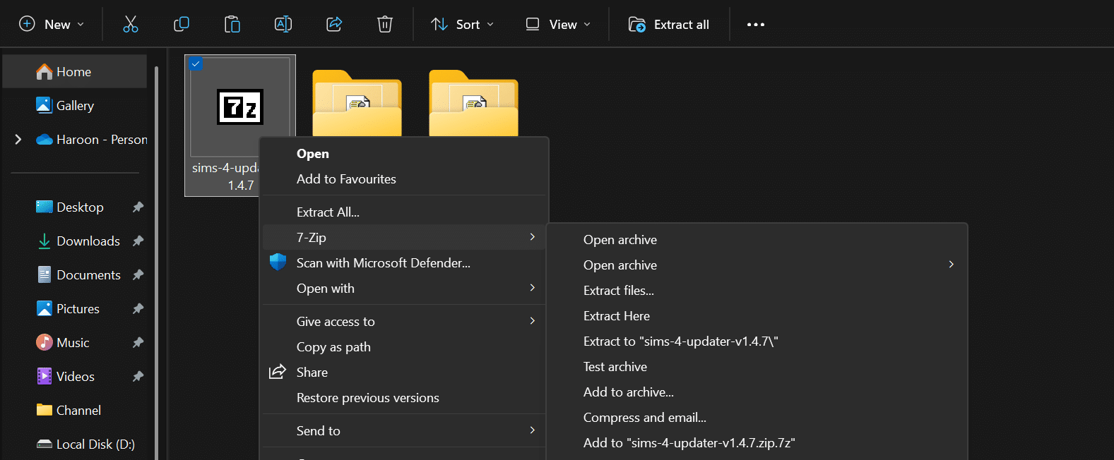extracting the anadius zip file
