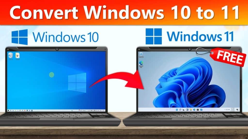To laptops showing how to Upgrade Windows 10 to 11