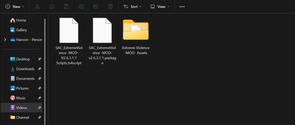 moving the extreme violence mod files