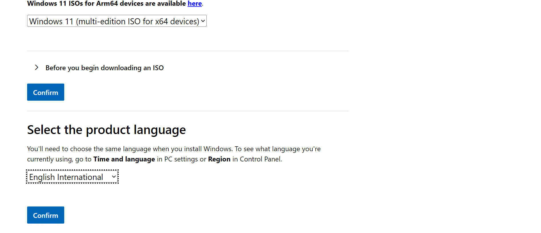 downloading Windows 11 ISO from official microsoft website