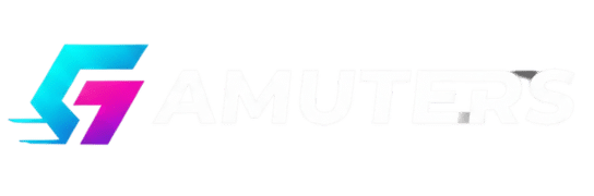 Gamuters logo in white color