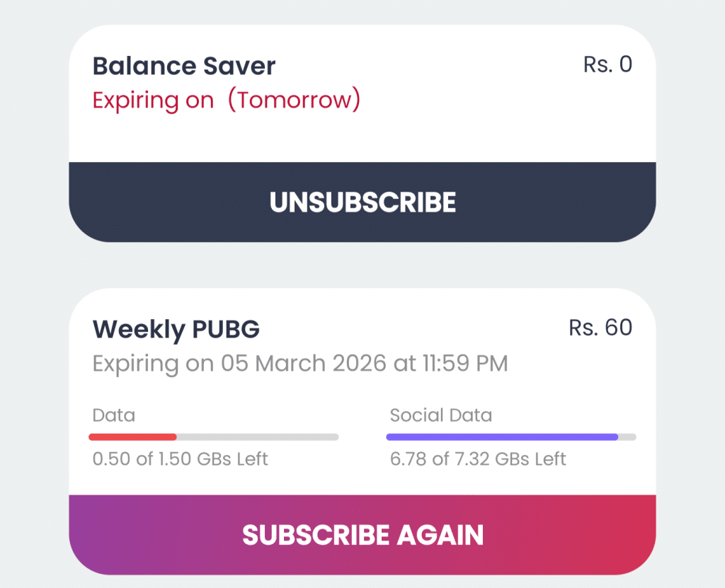 Image of Simosa App showing the usage of Weekly PUBG bundle