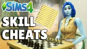 Image showing Sim is Playing Chess and The Sims 4 Skill Cheats is written on the left side