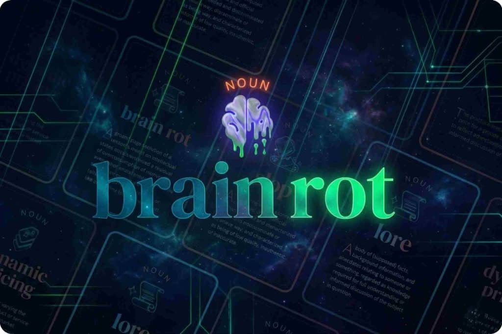 Image showing the word Brainrot is written the the center with dark background