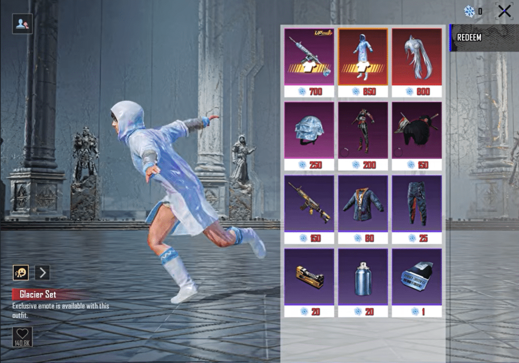 redeem section of lucky glacier spin