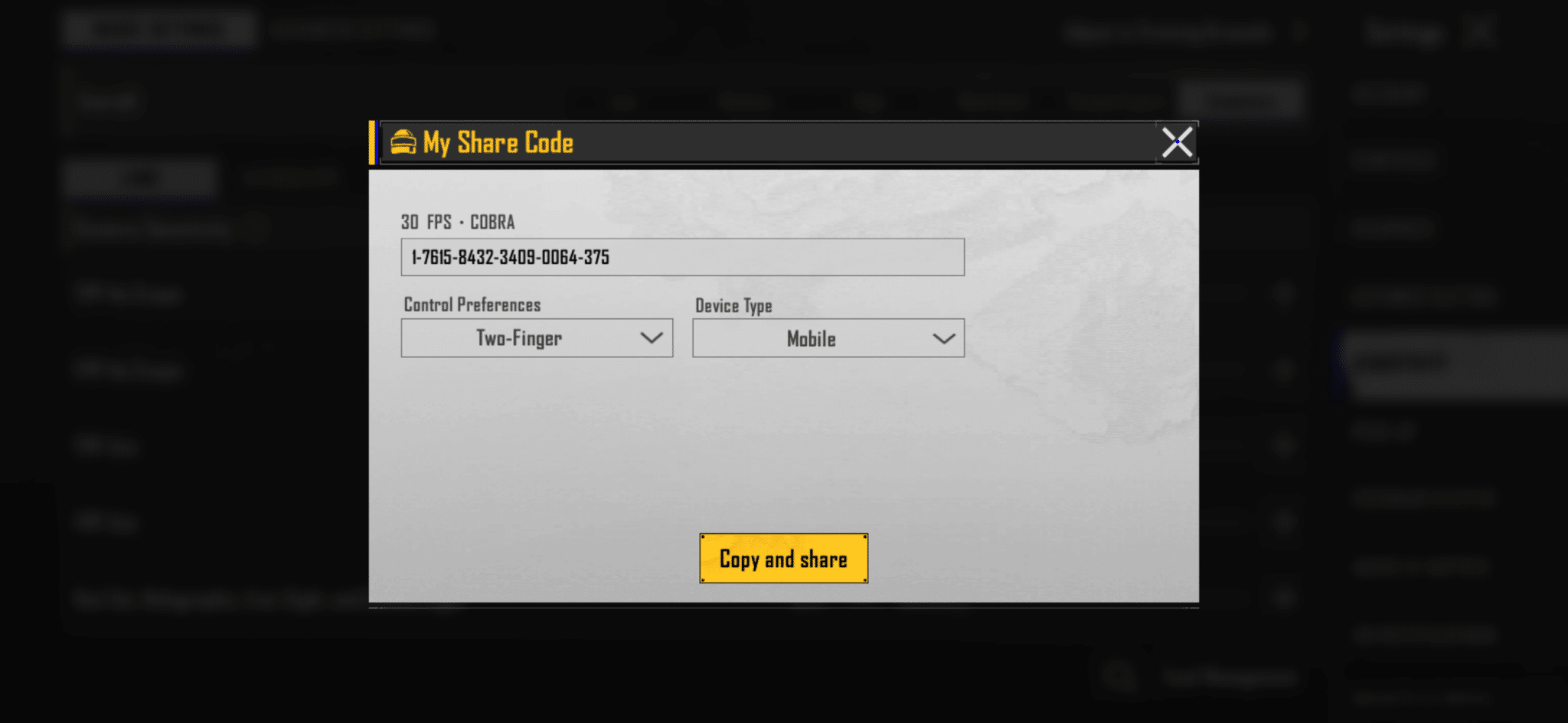 Sensitivity code is showing with other options like select your device etc