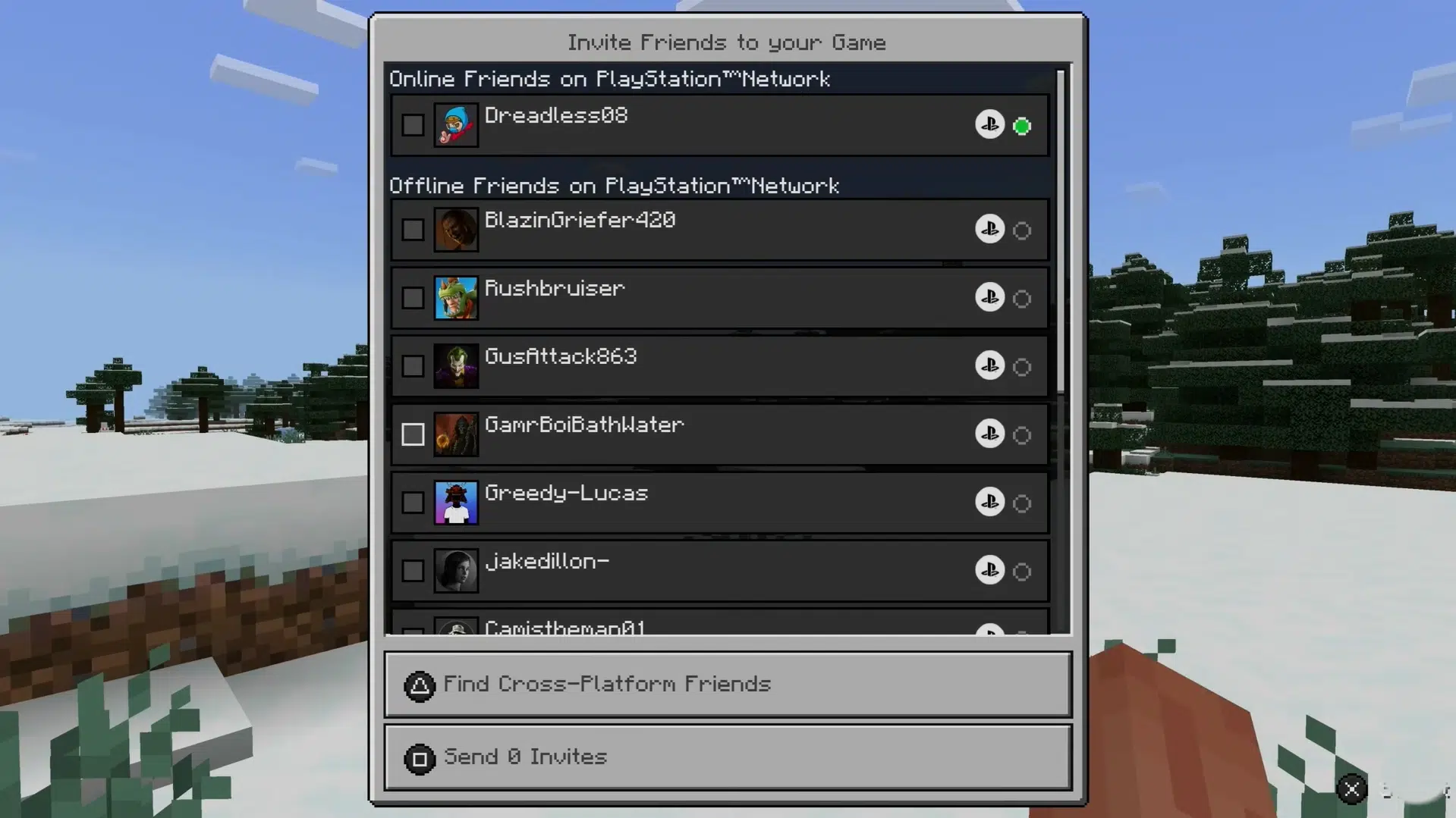 Inviting friends to the game for crossplay
