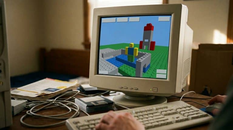 What was the first game on Roblox? A man playing first roblox game on his old computer
