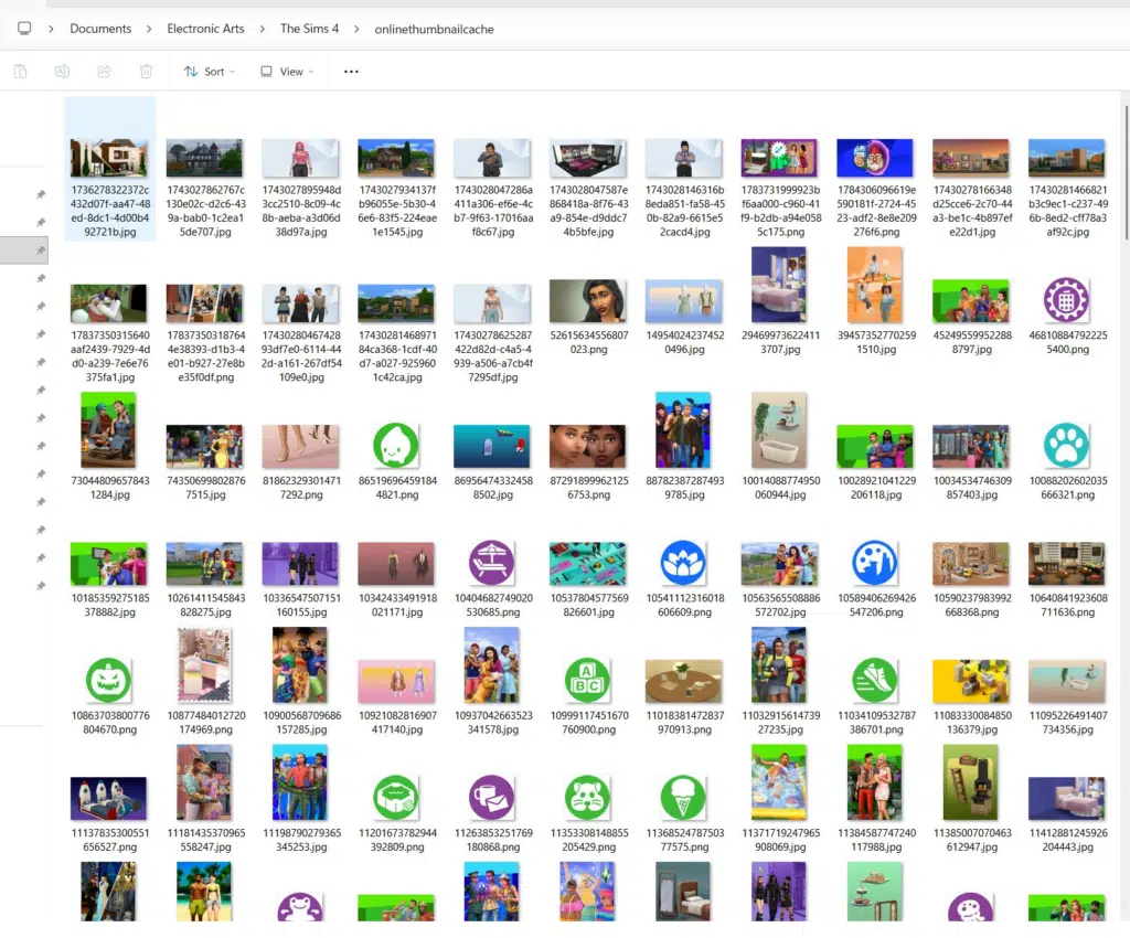 Olnine thumbnail cache folder generating hundred of images